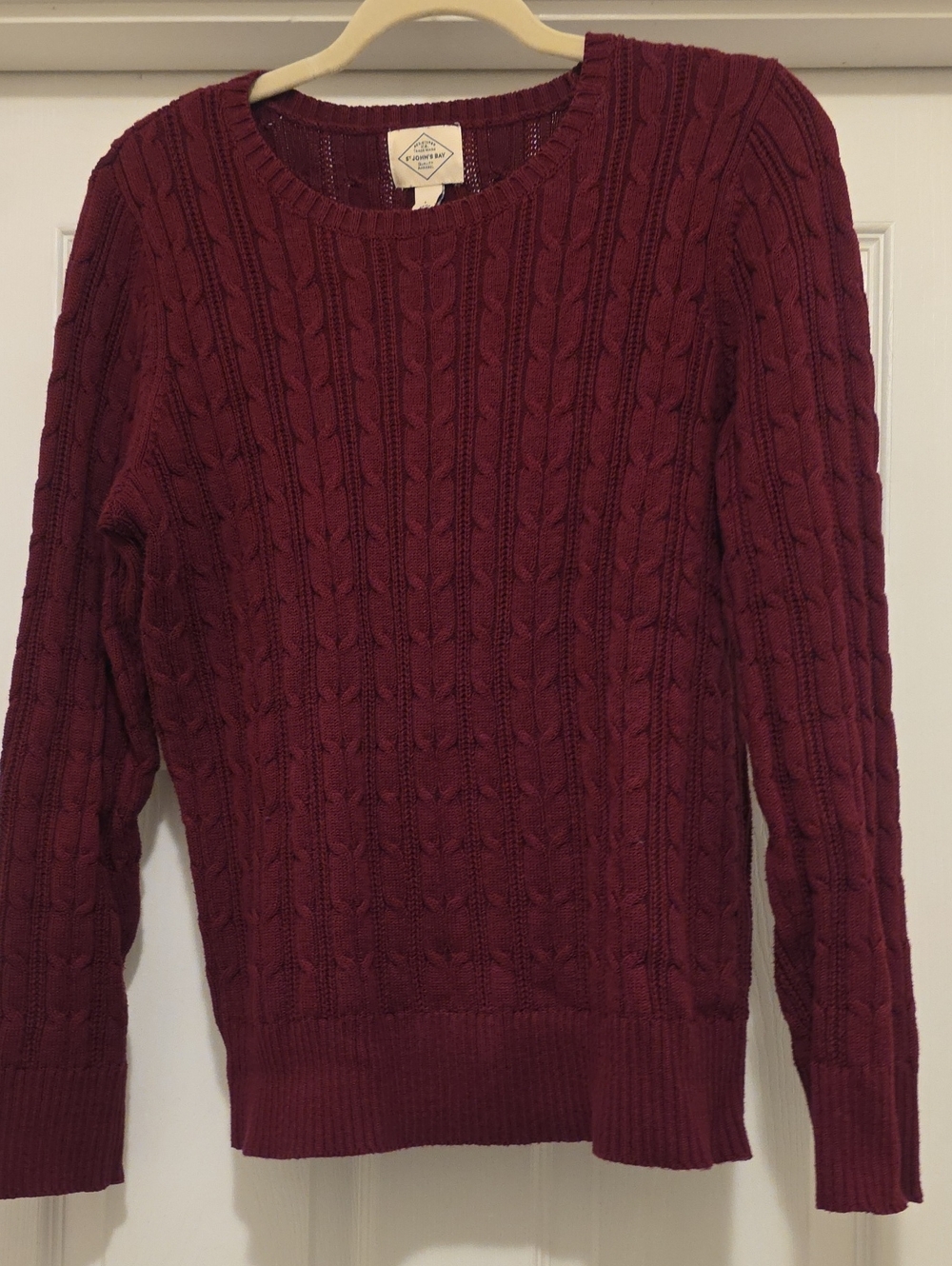 St John's Bay Cable-Knit Crewneck Sweater - Burgundy